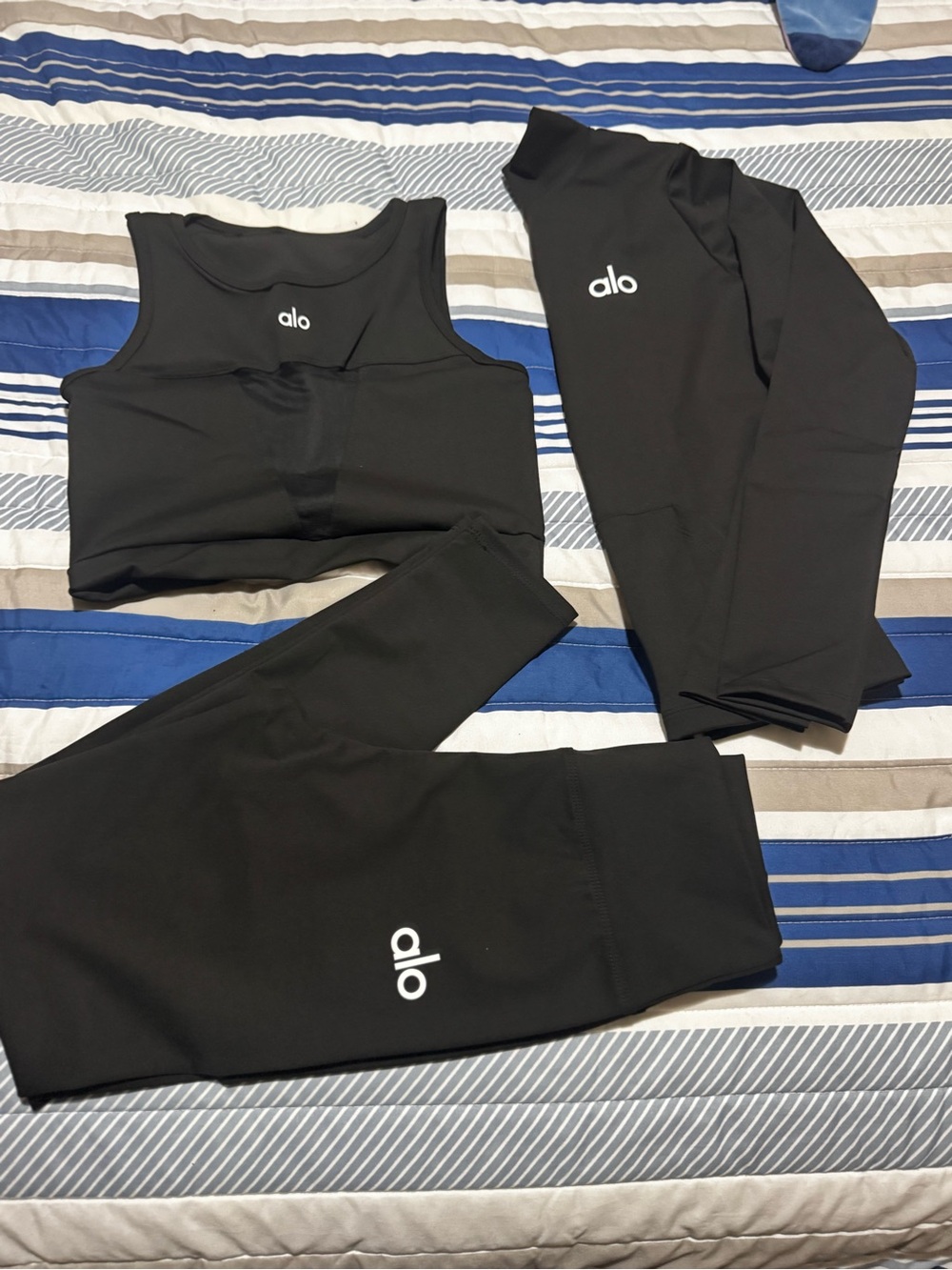 & Other Stories Black Activewear Set - Crop Tank, Leggings & Long Sleeve